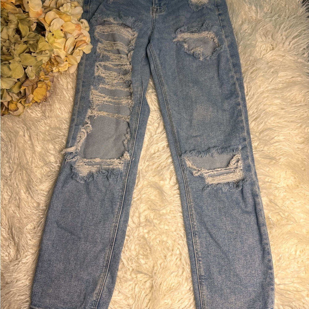 American Eagle Outfitters Light Blue Distressed Skinny Jeans